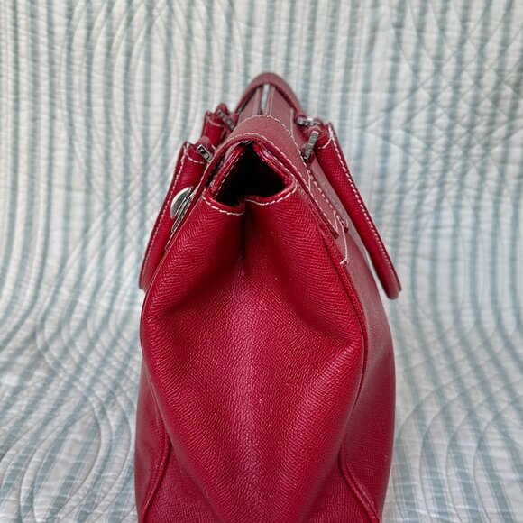 Red w/ White Stitchig Rafe Italian leather Handbag/Shoulderbag - Picture 3 of 13